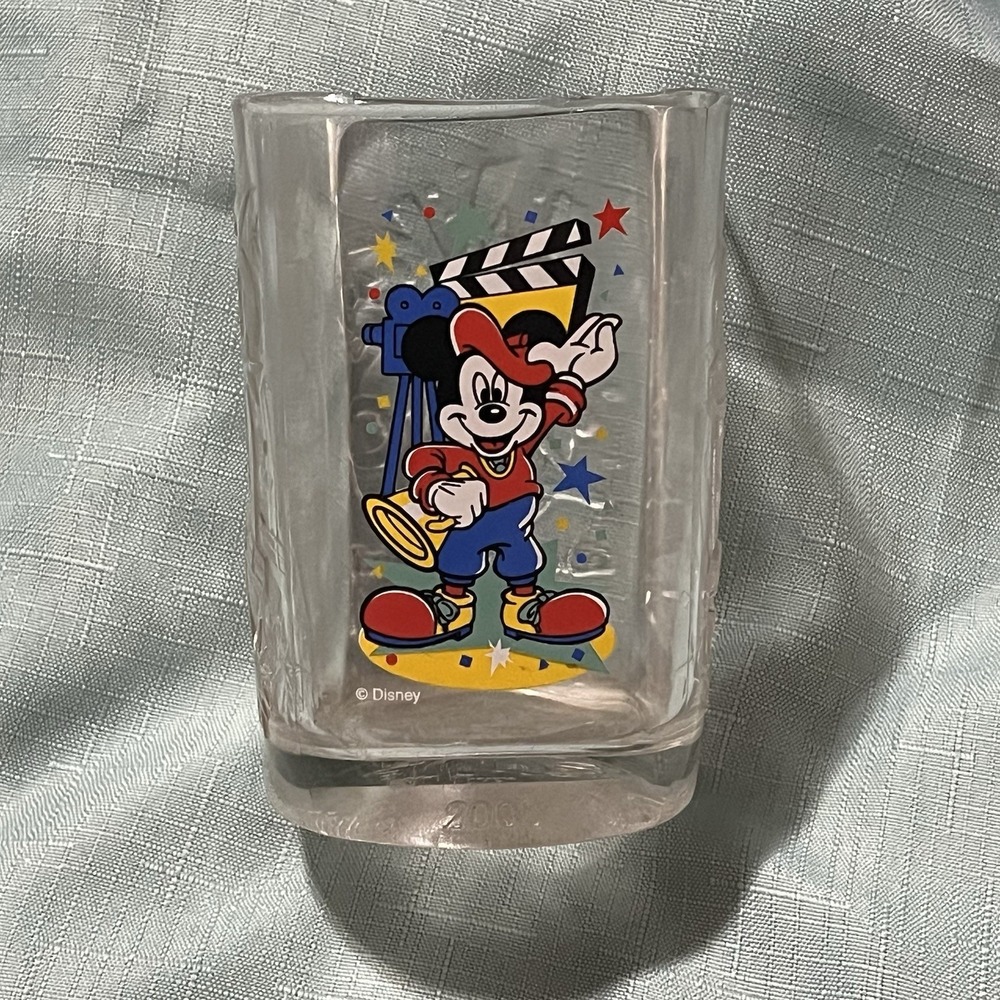 Disney World 2000 Celebration Hollywood Studios Mickey Mouse Glass Cup McDonalds